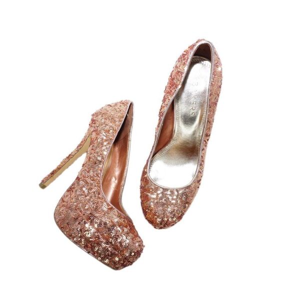Bakers Melinaseqn Bronze Sequined Platform Pumps, Size 7 - Picture 2 of 10